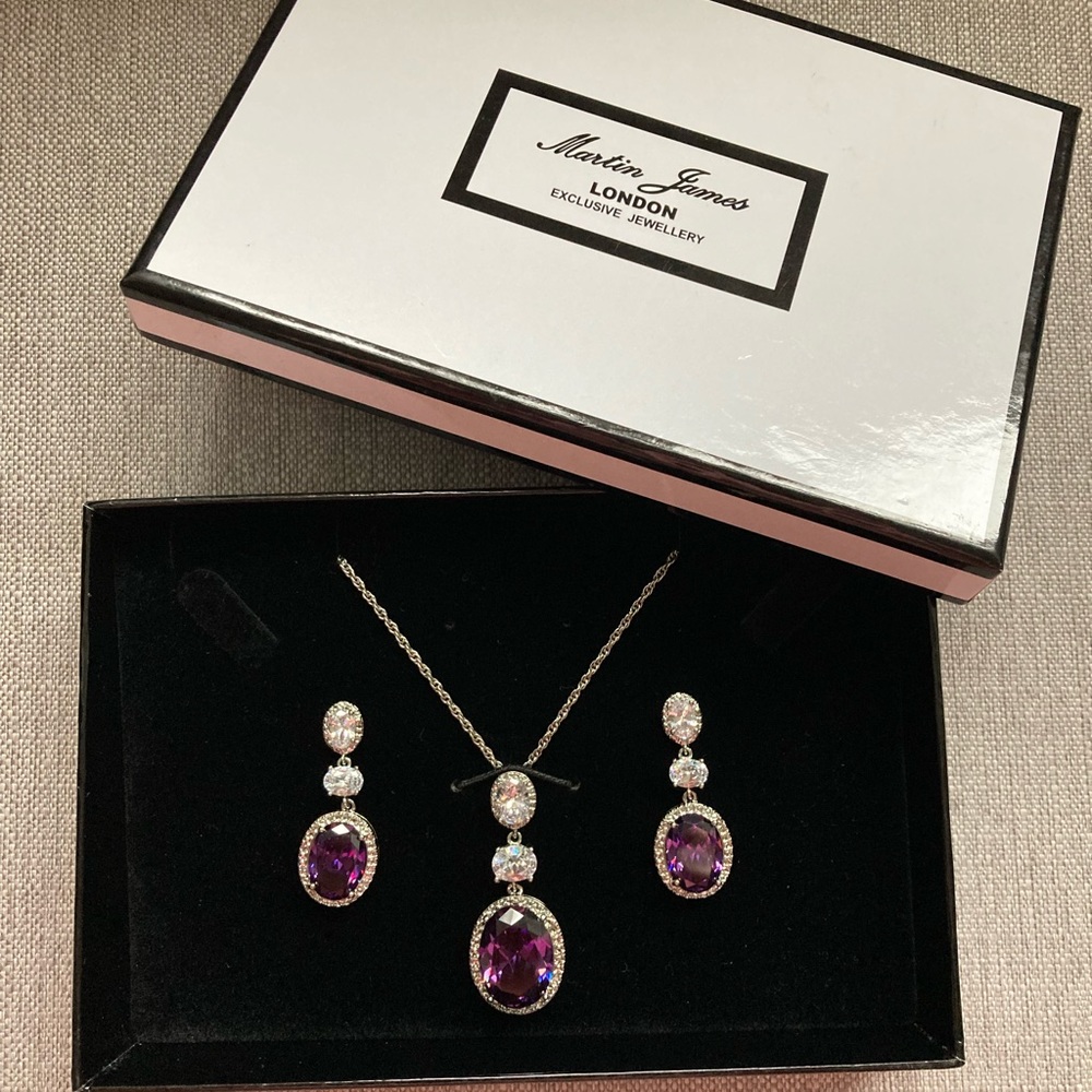 Purple Necklace and Earring Set by Martin James London